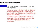 Why is A Cover Letter Important Unit 12 Sports Entertainment Careers Ppt Video