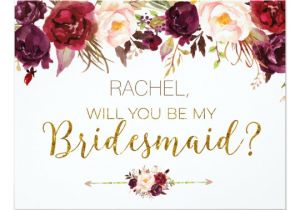 Will You Be My Bridesmaid Wine Label Template Floral Autumn Will You Be My Bridesmaid Card Zazzle Com