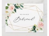 Will You Be My Flower Girl Card Geometric Spring Blooms Will You Be My Bridesmaid Invitation