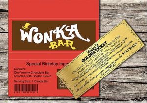 Willy Wonka Invitations Templates Willy Wonka Golden Ticket Invitation Chocolate Wrapper