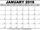 Win Calendar Templates Blank January 2018 Calendar Printable Printable