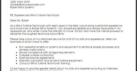 Wind Turbine Technician Cover Letter Wind Turbine Technician Cover Letter Sample Cover Letter