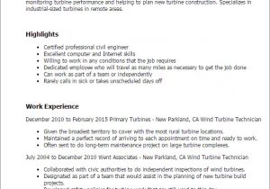 Wind Turbine Technician Cover Letter Wind Turbine Technician Resume Template Best Design