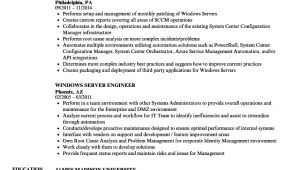 Windows Server Engineer Resume Windows Server Engineer Resume Samples Velvet Jobs