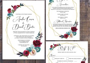 Wording for Details Card Wedding Wedding Suite Wedding Invitation Geometric Invitation