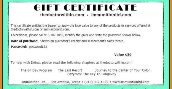 Wording for Gift Certificate Template Gift Certificate Wording Tryprodermagenix org