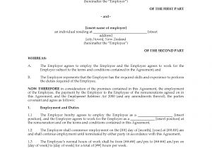 Work Contract Template Nz New Zealand Individual Employment Agreement Legal forms