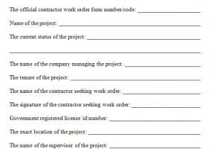 Work order Contract Template Contractor Work order form Free Download for Pdf