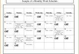 Work Schedule Calendar Template 2017 Monthly Work Schedule Template Example Of Spreadshee