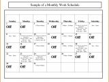 Work Schedule Calendar Template 2017 Monthly Work Schedule Template Example Of Spreadshee