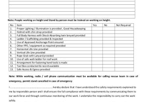 Working at Height Permit to Work Template Height Work Permit