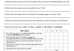 Workshop Facilitator Contract Template Merrick Course Evaluation form