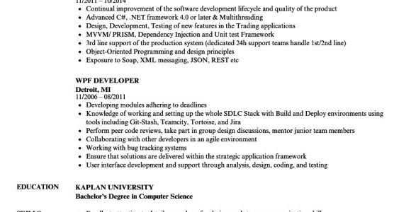 Wpf Developer Resume Sample Wpf Developer Resume Samples Velvet Jobs