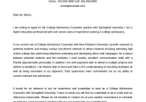 Writing A Cover Letter for College Admissions 6 Admissions Counselor Cover Letters to Download Sample