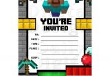 Www.uprint.com Templates Minecraft Party Invitations Birthday Invites Blank Fill In