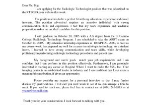 X Ray Tech Resume Sample Cover Letter for X Ray Technologist Radiologic
