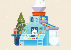 Xmas Wrapping Paper Card Factory Christmas Gift Factory Holiday Machine Process In isometric