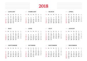 Year Long Calendar Template Free 2018 Yearly Monthly Printable Calendar Printable