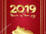 Year Of the Pig Greeting Card 2019 Chinese New Year Year Pig Template Greeting Card
