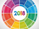 Year Round Calendar Template Colorful Round Calendar 2018 Design Week Starts On Monday