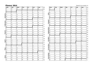 Yearly Planning Calendar Template 2014 Calendar Planner 2014 with Days Grid Business Diary Style