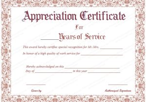 Years Of Service Award Certificate Templates Free Printable Appreciation Certificate for Years Of Service