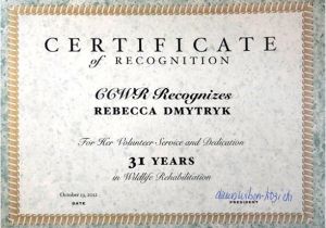 Years Of Service Award Certificate Templates Wildrescue 39 S Blog Reunite Wildlife