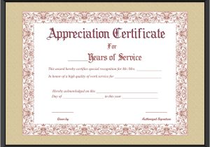 Years Of Service Certificate Template Free Appreciation Certificate for Years Of Service Template
