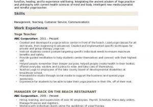 Yoga Student Resume Yoga Teacher Resume Samples Qwikresume