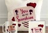You are My Sunshine Valentine Card Aldivo You are My Sunshine Printed Valentine Combo Gift Pack 12 X 12 Cushion Cover with Filler Printed Coffee Mug Greeting Card Printed Key