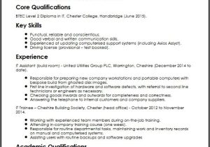 Young Engineer Resume It assistant Cv Sample Myperfectcv