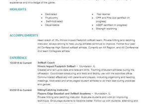 Young Engineer Resume softball Coach Objectives Resume Objective Livecareer