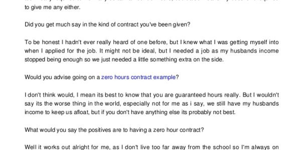 Zero Hour Contract Template Free Download Free Zero Hours Contract Template