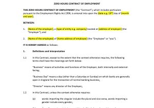 Zero Hours Contract Of Employment Template Zero Hours Contract Template Uk Template Agreements and