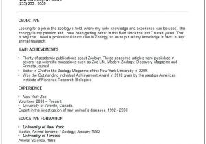 Zoology Student Resume for Zoology Lecturer 3 Resume format Good Resume