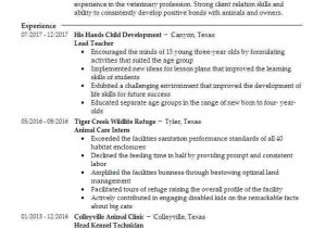 Zoology Teacher Resume Sample 522 Zoology Resume Examples Veterinary Resumes Livecareer