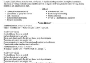 Zumba Instructor Sample Resume Zumba Instructor Resume Sample Resumes Misc Livecareer